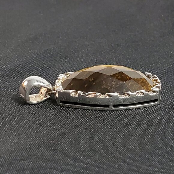 Whitney Kelly Faceted Tigers Eye Pendant Sterling Silver 2 inches signed WK 925 - Picture 10 of 15